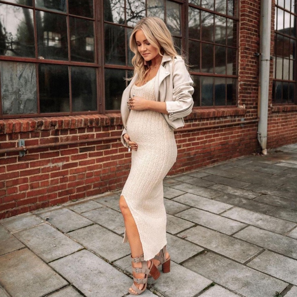 Vici Collection Desert Moon Cotton Ribbed Midi Dress - Oatmeal - never worn - S